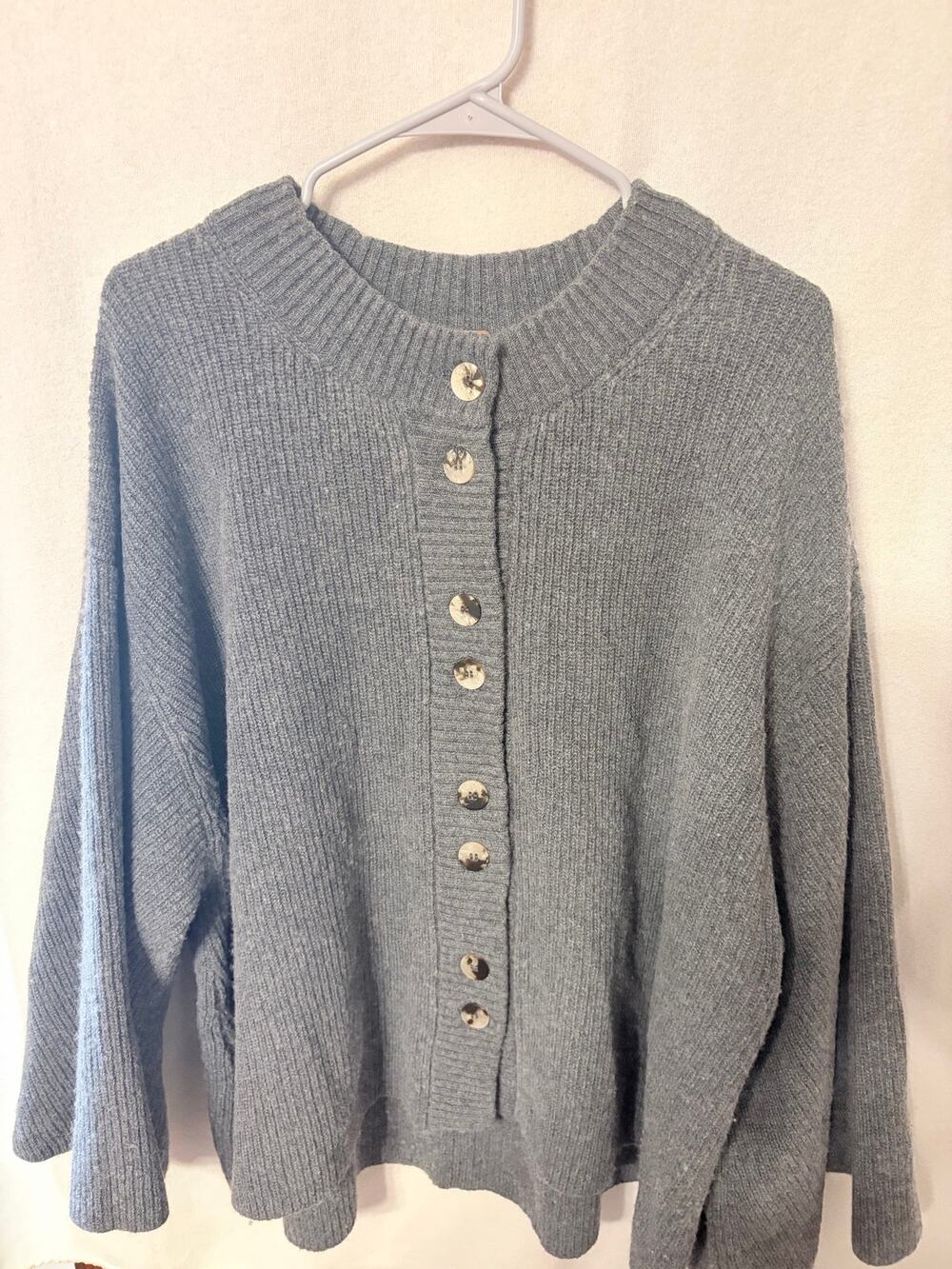 Free People Nocturnal Cashmere Wool Blend Ribbed Cardigan Sweater